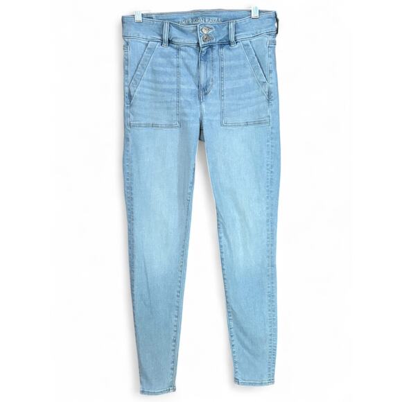 American Eagle Women's Size 8 High Rise Jegging Utility Patch Pocket Denim Jeans - Picture 1 of 11